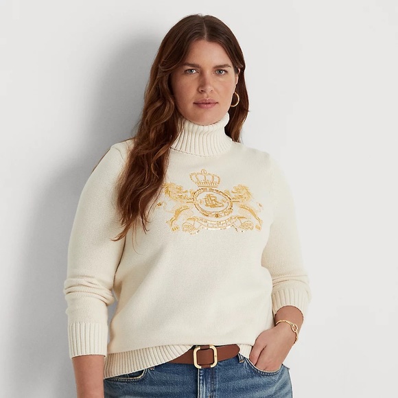 NWT Lauren Ralph Lauren Intarsia-Knit Cotton Turtleneck Sweater XS - Picture 3 of 9